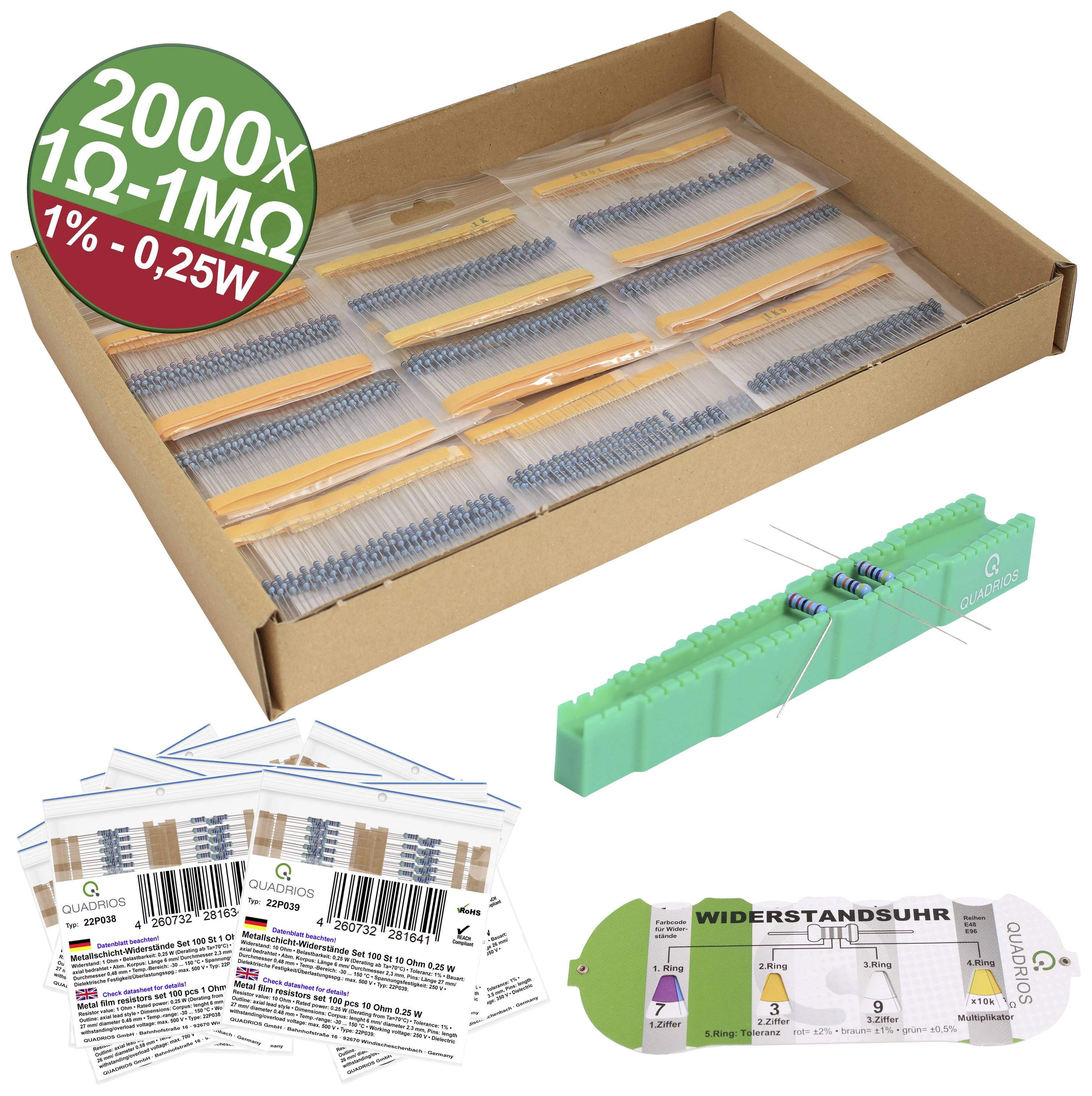 Quadrios 23P129 23P129 Metallschicht-Widerstand axial bedrahtet 0.25 W 1 % 2000 St.