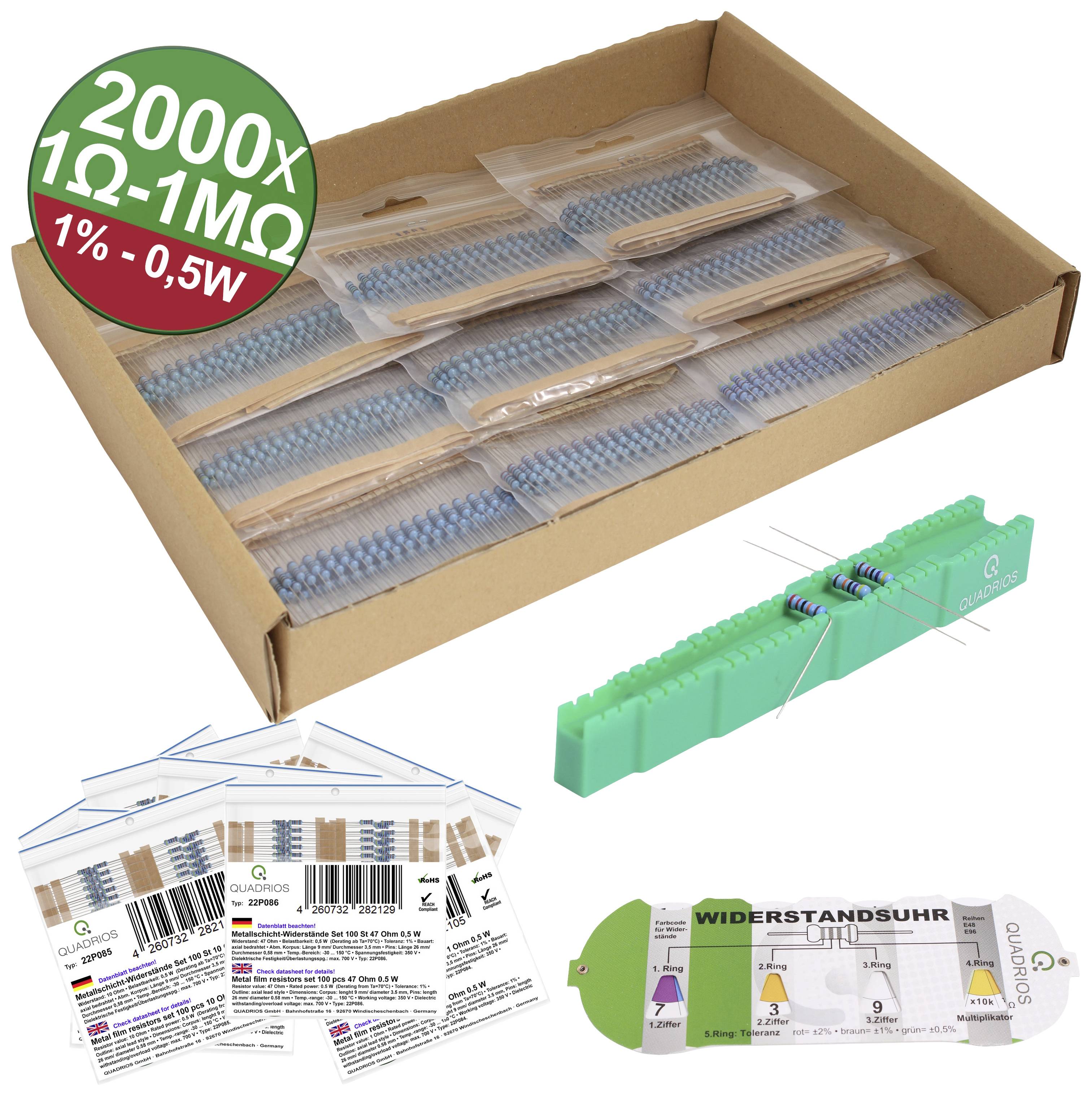 Quadrios 23P130 23P130 Metallschicht-Widerstand axial bedrahtet 0.5 W 1 % 2000 St.