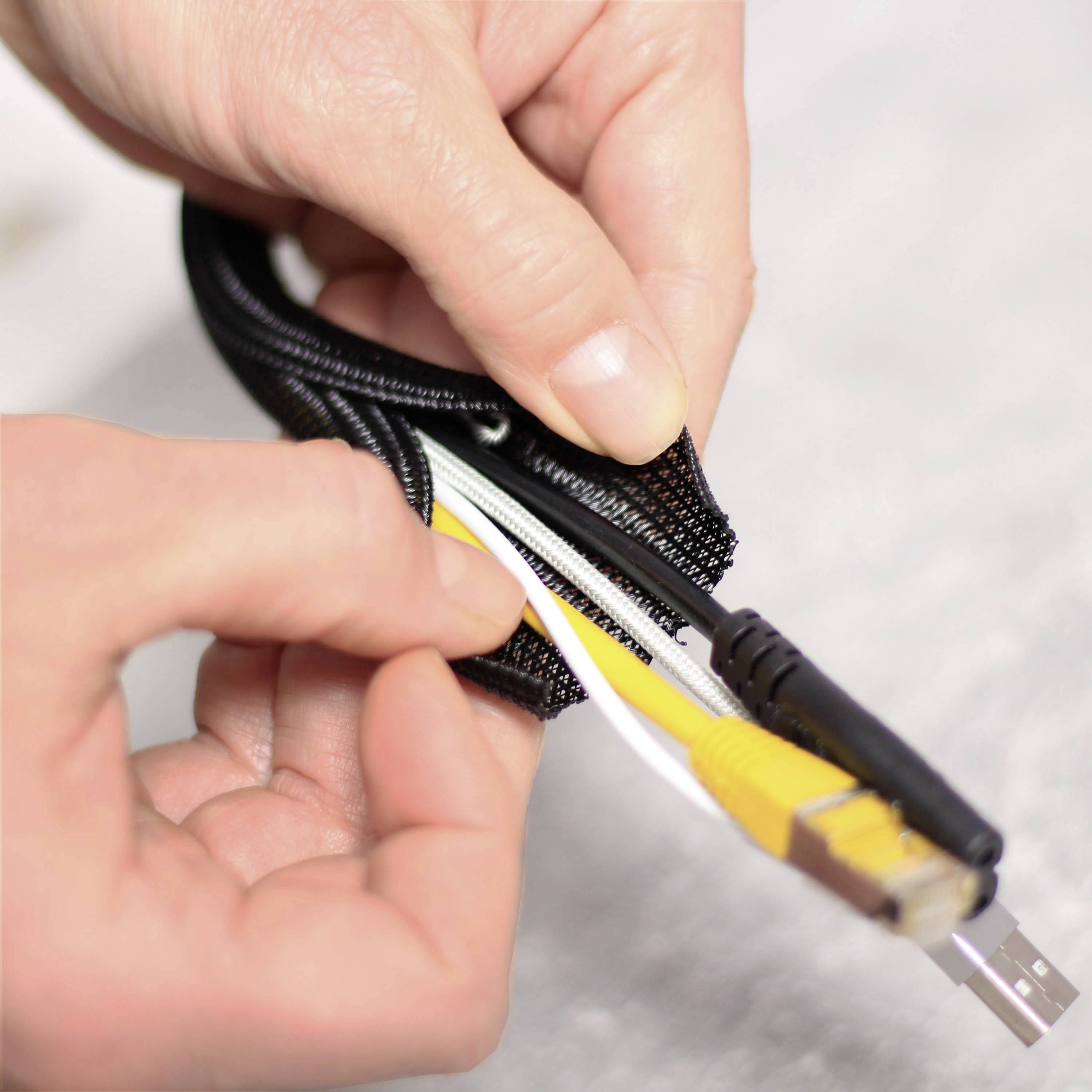 Quadrios 23CA171 Geflechtschlauch Schwarz Polyester 32 bis 33mm Meterware