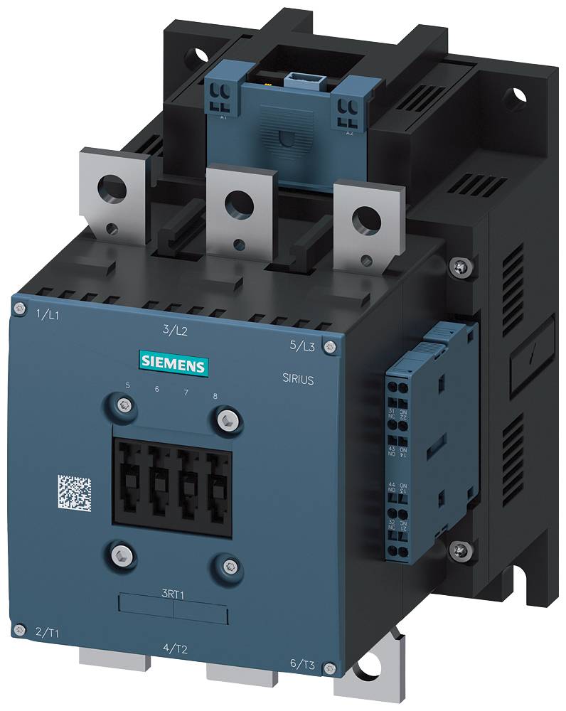 Ein Siemens SIRIUS Schütz, ein elektrisches Schaltgerät zum Steuern von Motoren. Moderne Bauweise mit Anschlüssen und Markenlogo.