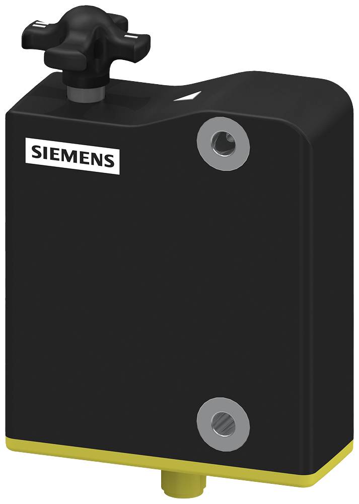 Ein schwarzes Siemens-Gerät mit Schrauben und einer Drehkappe oben. Es scheint ein elektrisches oder mechanisches Bauteil zu sein.