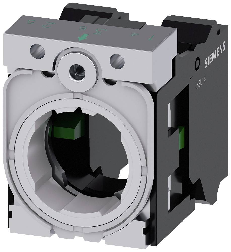 Abbildung eines mechanischen Schalters mit grünem Pfeil und Zahlen von 1 bis 5, hergestellt von Siemens.