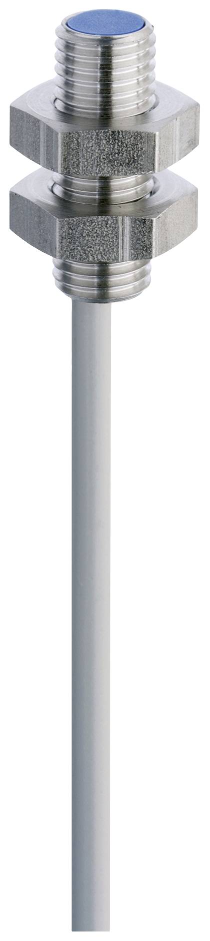 Metallsensor mit Schraubengewinde und Kabel, vermutlich für industrielle Anwendungen.
