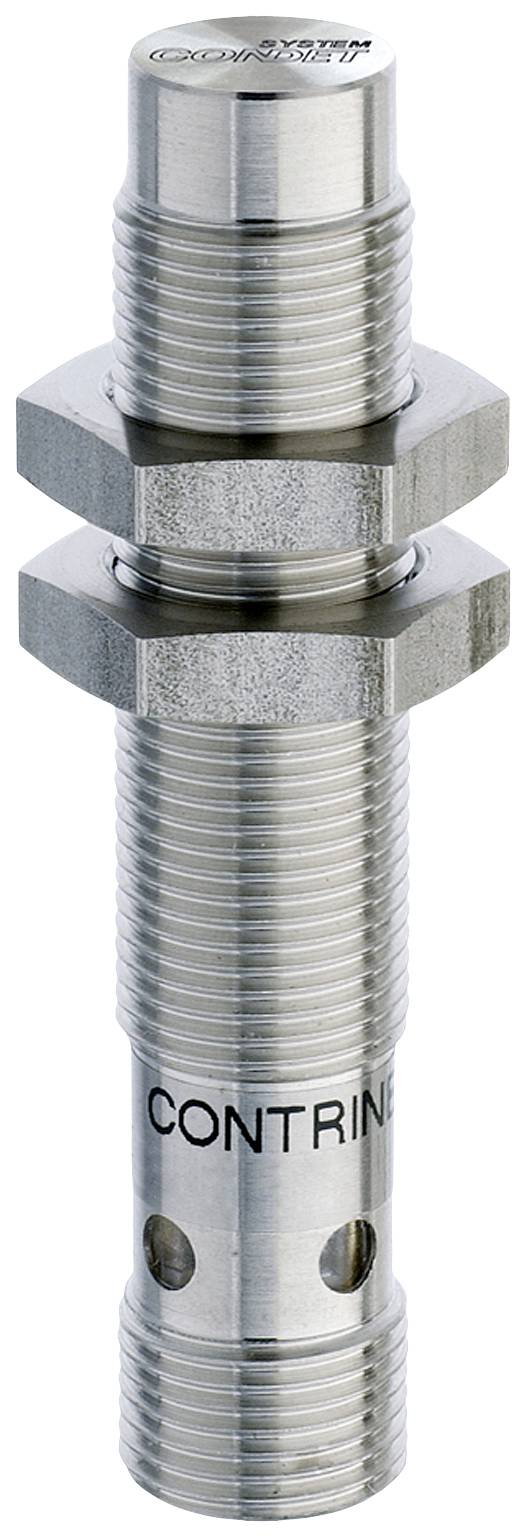 Ein zylindrischer Metallgegenstand mit Schraubgewinden und zwei Sechskantmuttern. Text 'CONTRINEX' auf der Oberfläche.