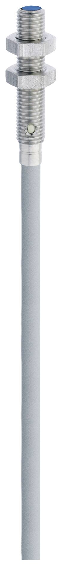 Zylindrischer Sensor aus Metall mit Gewinde, geeignet für industrielle Anwendungen und Maschinenintegration.
