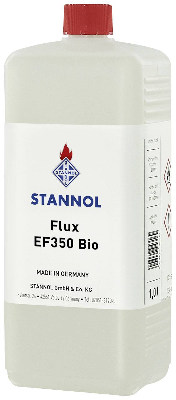 Stannol Flux EF350 Bio Flasche, 1 Liter, hergestellt in Deutschland von Stannol GmbH & Co. KG.
