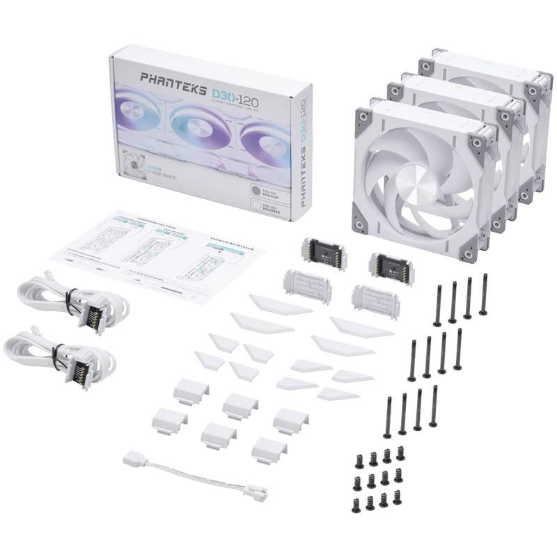 Phanteks D30 PWM Regular Airflow D-RGB PC-Gehäuse-Lüfter Weiß (B x H x T) 120 x 120 x 30 mm