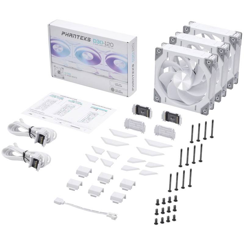 Phanteks D30 PWM Reverse Airflow D-RGB PC-Gehäuse-Lüfter Weiß (B x H x T) 120 x 120 x 30 mm