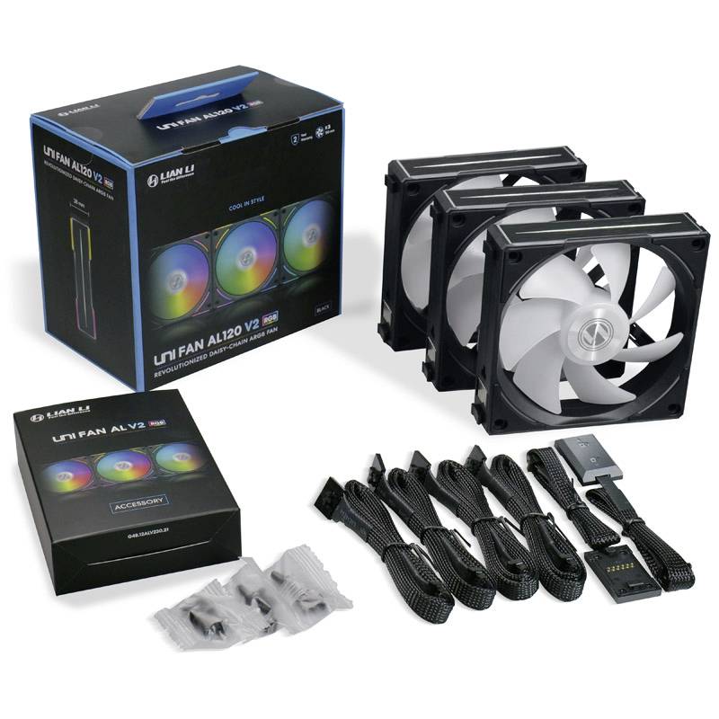 Lian Li UNI FAN AL120 V2 ARGB PWM PC-Gehäuse-Lüfter Schwarz (B x H x T) 120 x 120 x 28 mm