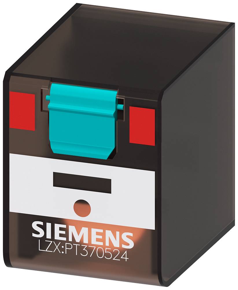 Ein schwarz-transparentes Siemens-Gerät mit blauem Klappgriff und rotem Akzent. Aufschrift 'SIEMENS LZX:PT370524'.
