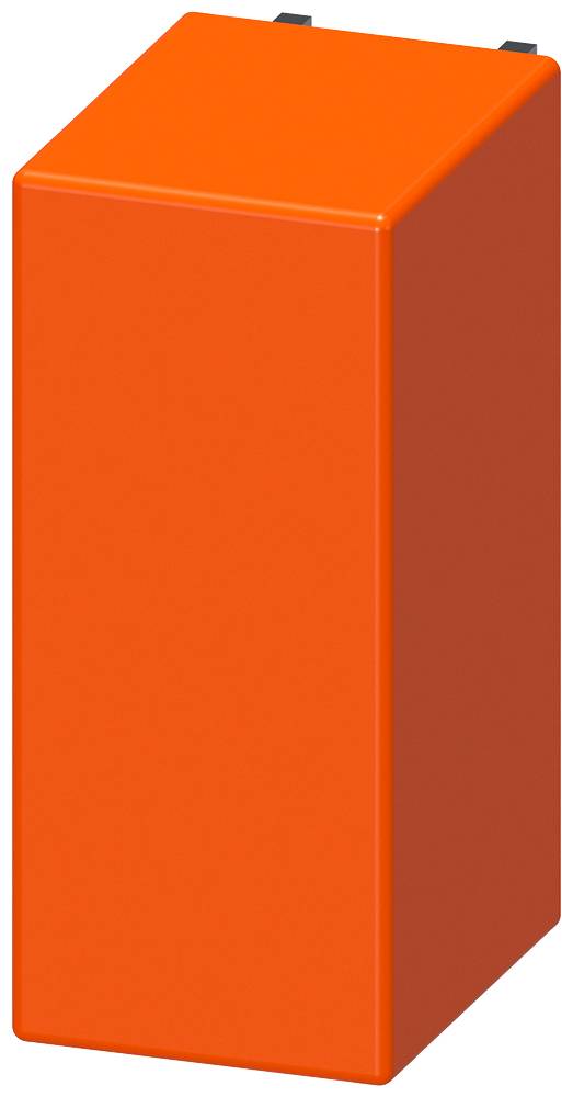 Ein orangefarbener, rechteckiger Quader, möglicherweise ein Schalterelement oder ein Teil eines elektronischen Geräts.