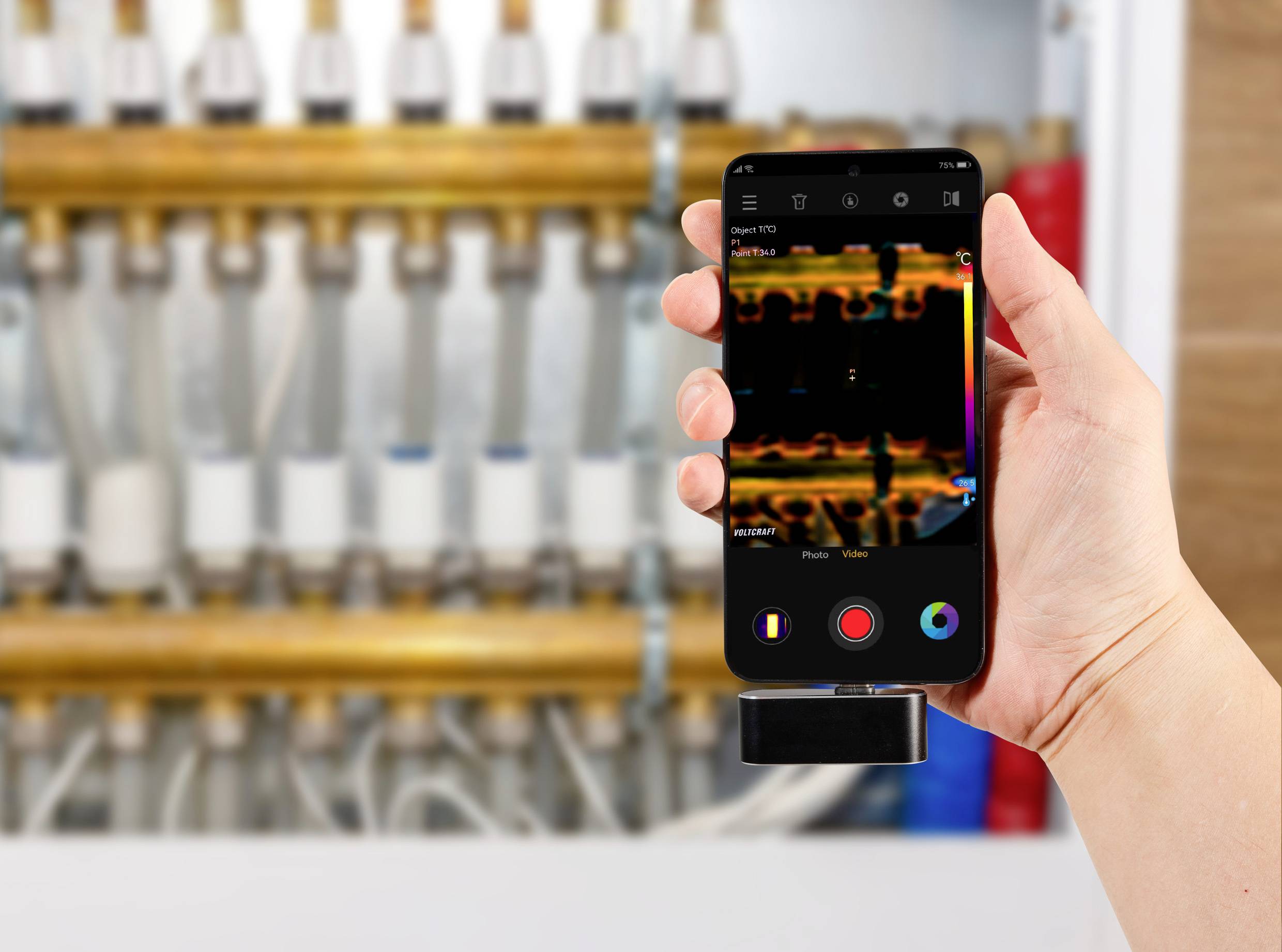 VOLTCRAFT WBS-120 Wärmebildkamera -20 bis 400°C 120 x 90 Pixel 25Hz USB-C® Anschluss für Android Geräte