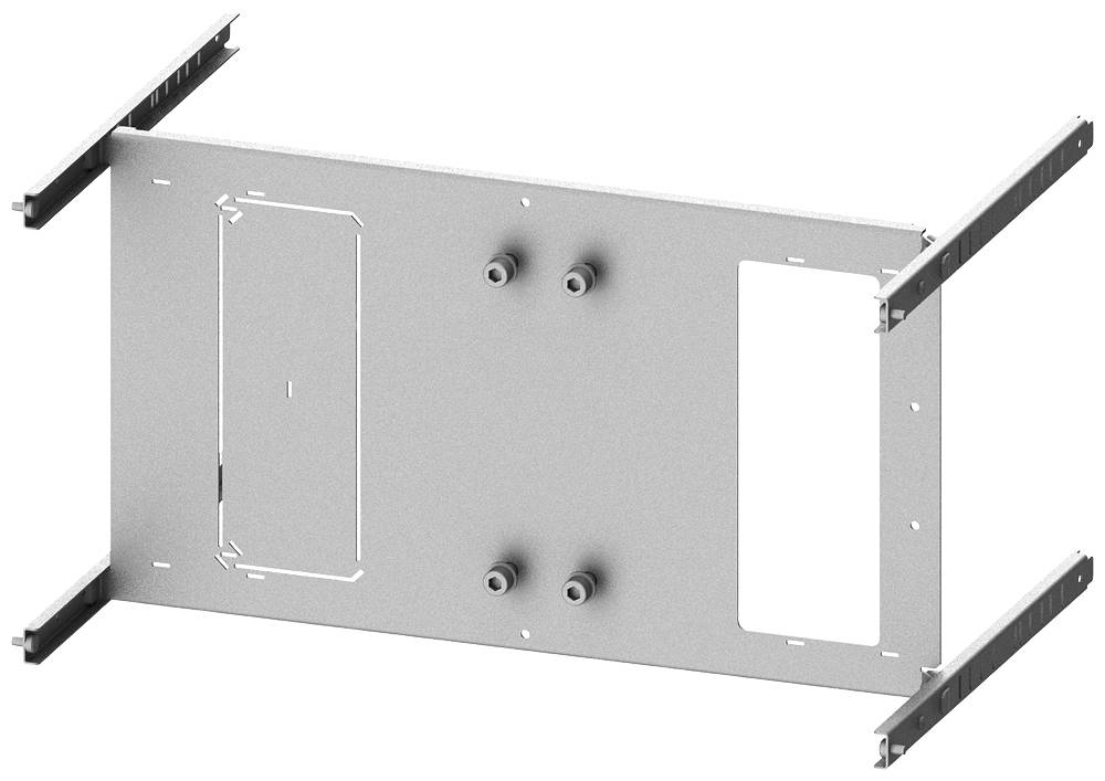 Metallrahmen mit zwei seitlichen Halterungen, geeignet für die Montage von Servern oder elektronischen Geräten in einem Rack-System.