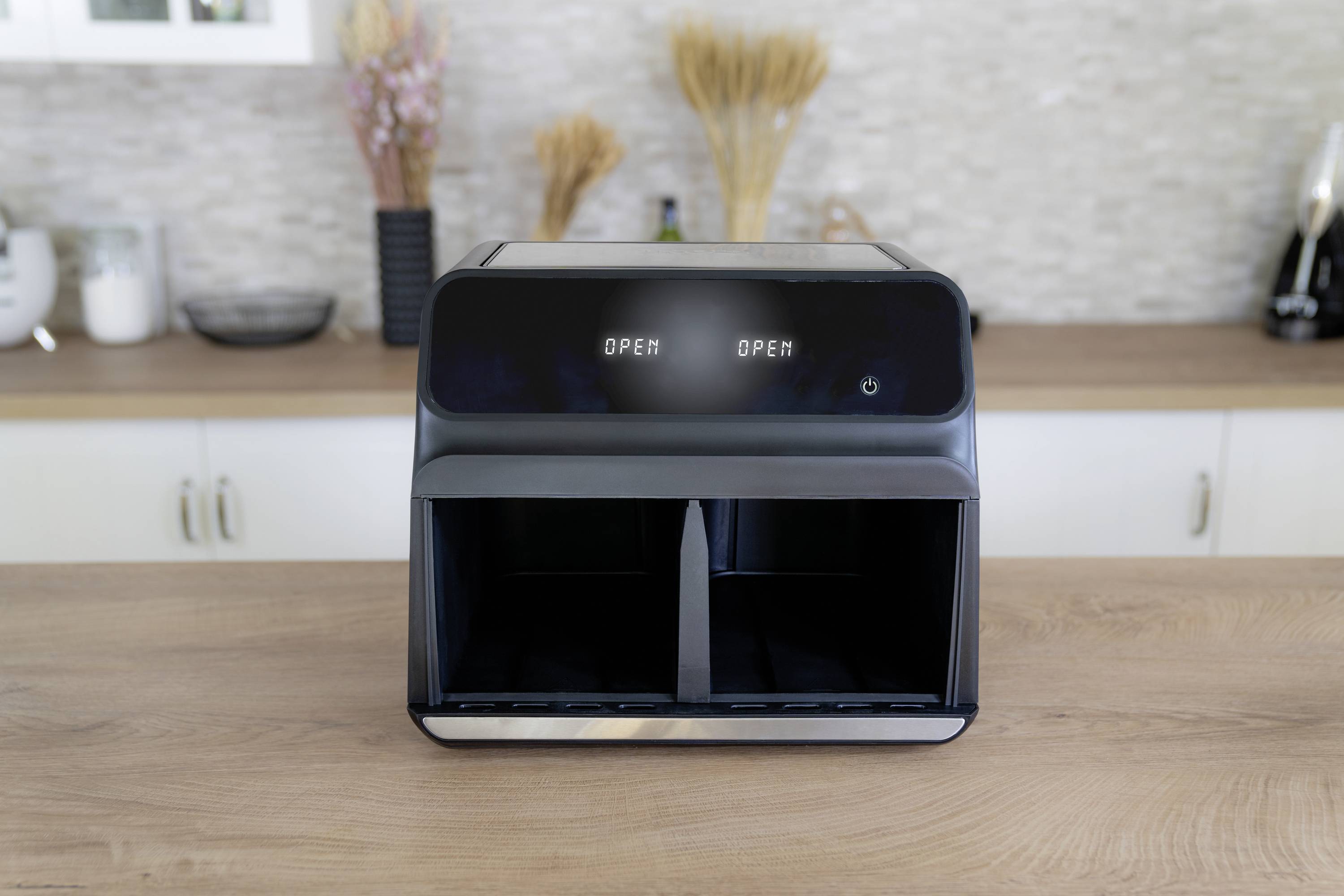 Unold TWIN ZONE Heißluft-Fritteuse 8l 1700W 2 getrennte Temperaturregler Schwarz, Edelstahl