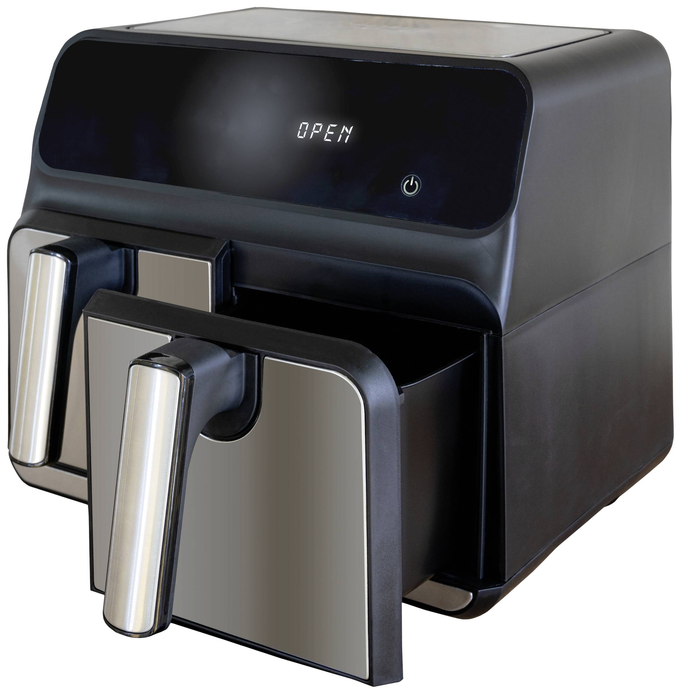 Unold TWIN ZONE Heißluft-Fritteuse 8l 1700W 2 getrennte Temperaturregler Schwarz, Edelstahl