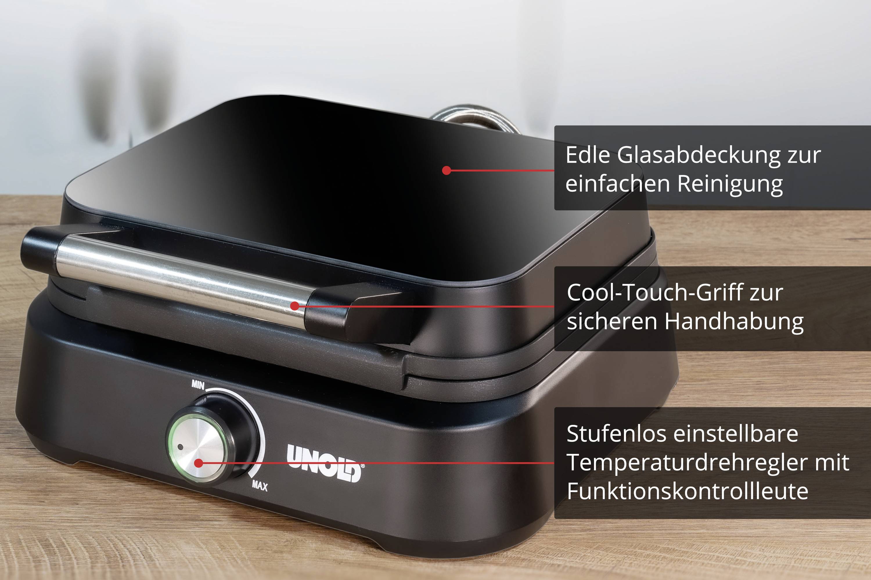 Unold Brüssel Waffeleisen Cool-Touch-Gehäuse Schwarz