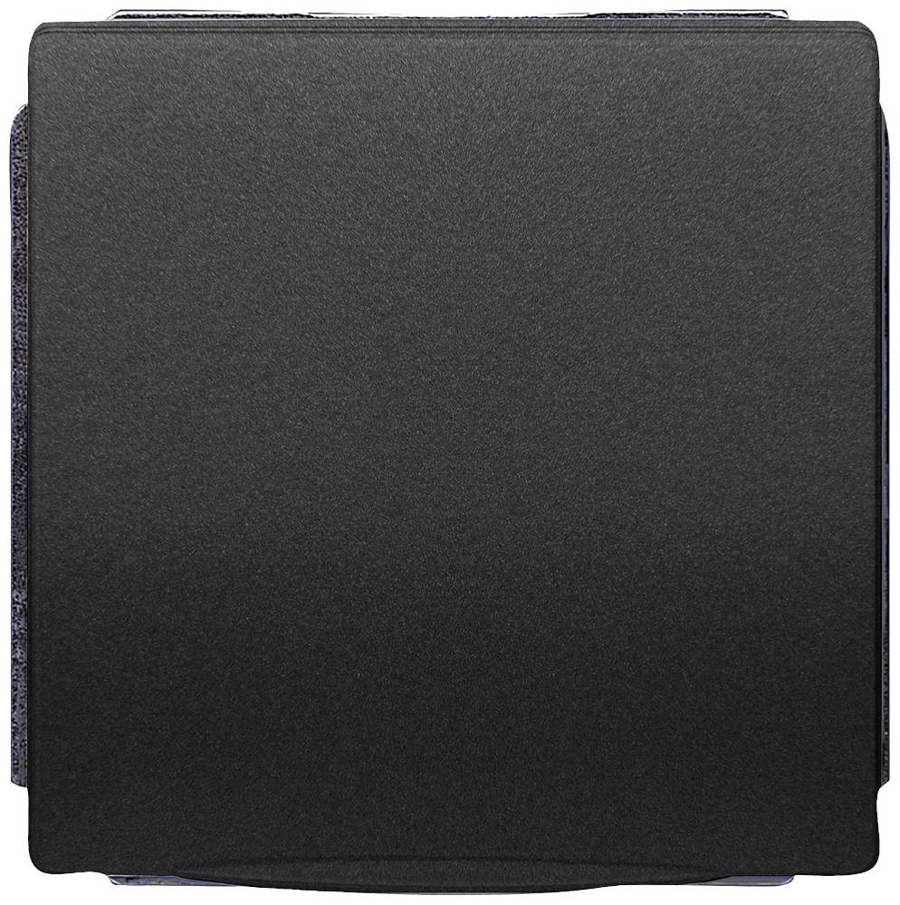 Schwarzer quadratischer Lichtschalter in Nahaufnahme, frontalansicht.