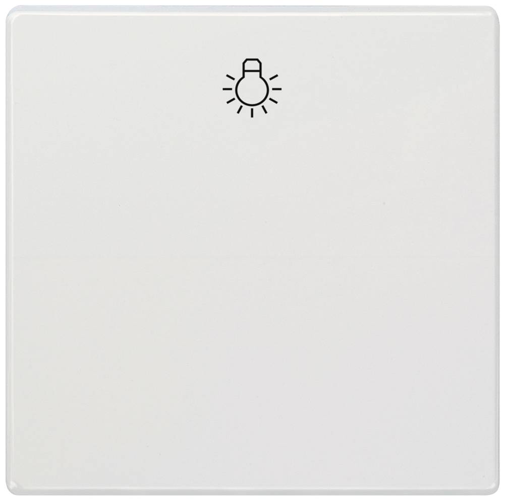 Ein weißer Wandschalter mit einem Symbol einer leuchtenden Glühbirne, um das Licht ein- oder auszuschalten.