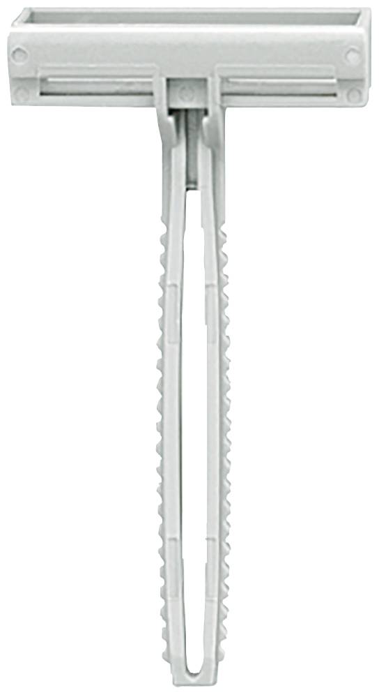 Einweg-Rasierer mit einfachem Kunststoffgriff und zwei Klingen, frontal abgebildet.