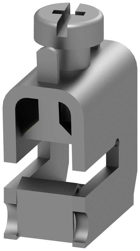 Metallbauteil, kastenförmig mit integriertem Schraubmechanismus, graue Farbe. Geeignet für mechanische Verbindungen.