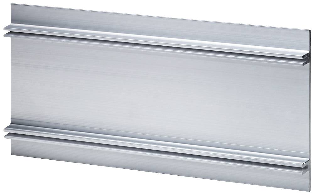 Metallwandbereich aus Aluminium mit zwei horizontalen Rillen.