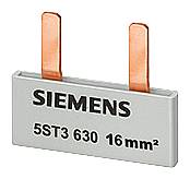 Ein graues Siemens-Sicherungselement mit der Aufschrift '5ST3 630 16 mm²', zeigt zwei kupferne Anschlüsse.