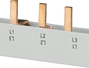 Dreiphasige Schiene mit markierten Anschlüssen L1, L2, L3.