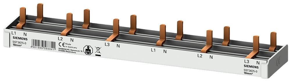 Ein Sammelschienensystem für elektrische Schaltschrankanwendungen mit mehreren Kupferverbindern in gleichmäßigen Abständen.
