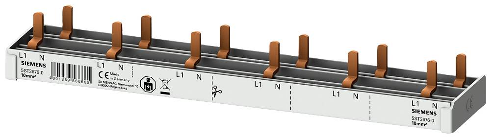 'Siemens 5ST3730-0' Stromschiene mit Kupferleitern, markiert mit L1 und N. Geeignet für elektrische Installationen zur Energieverteilung.