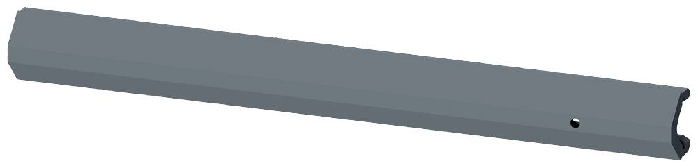 Grau lackiertes Aluminiumprofil, rechteckig, mit Loch auf einer Seite. Verwendet für Konstruktionen oder als Bauteil in Möbelrahmen.