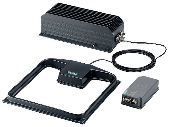 Industriegerät bestehend aus einem rechteckigen Scanner, einem Verbindungskabel und einer Steuereinheit. Hauptsächlich schwarz gefärbt.