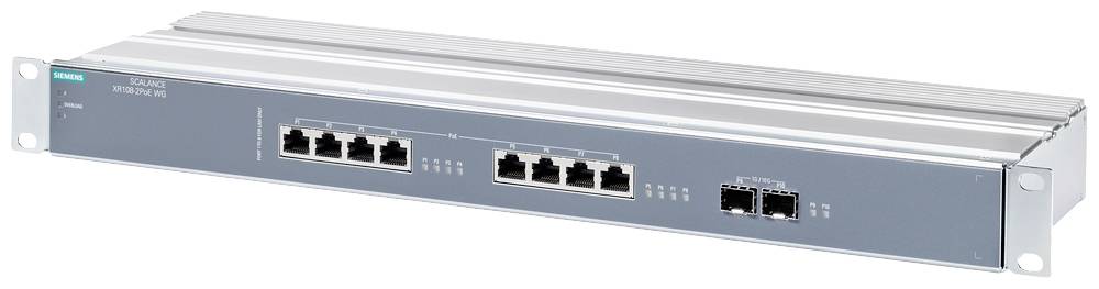 Ein Netzwerk-Switch mit mehreren Ethernet-Ports, montiert in einem Rack-Gehäuse. Geeignet zur Verteilung von Netzwerkverbindungen.