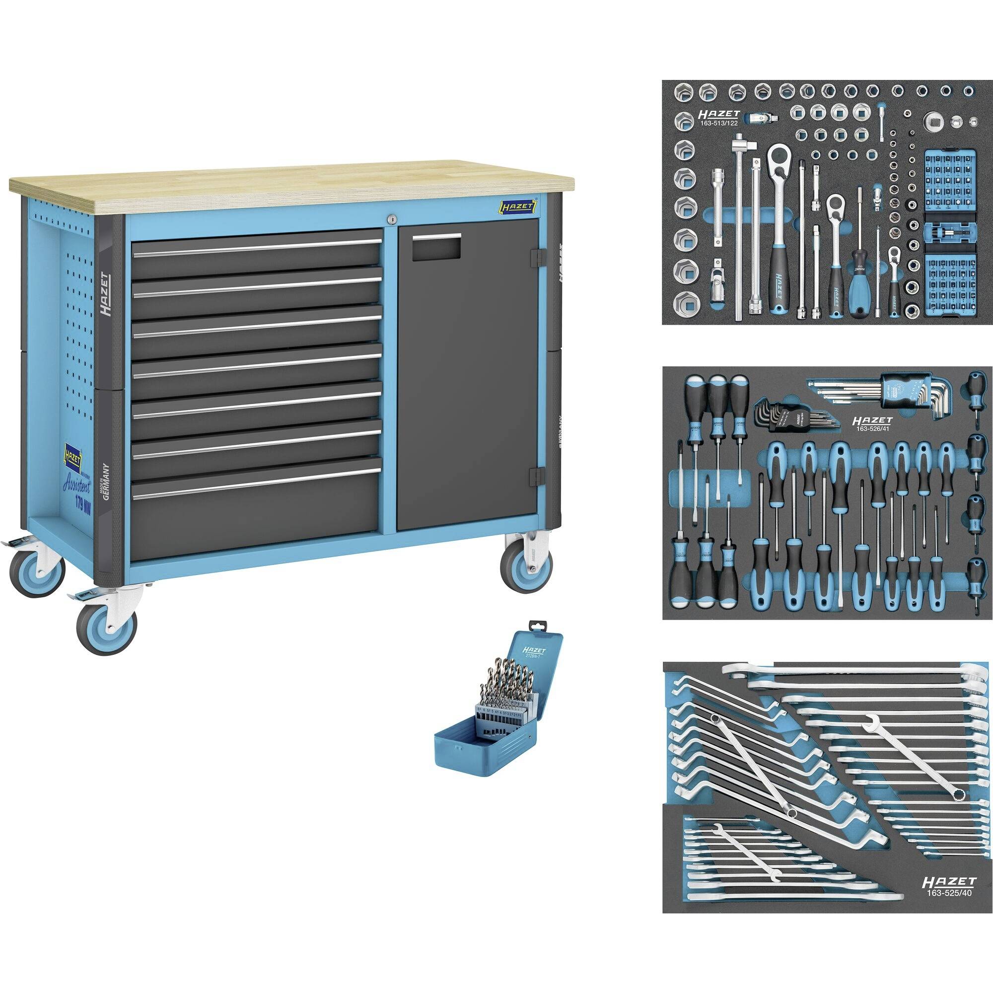 Hazet 179NW-7/228 Fahrbare Werkbank mit 228-tlg. Sortiment (B x H x T) 1150 x 964 x 600mm