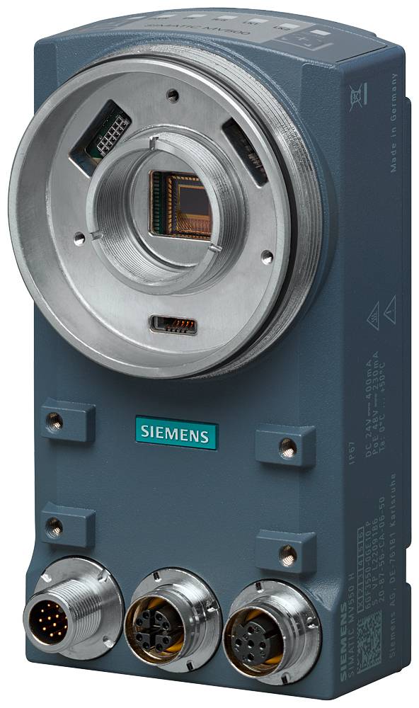 Ein Siemens-Gerät mit mehreren Anschlüssen, wahrscheinlich ein elektronisches Modul oder Sensor, hervorgehoben auf hellem Hintergrund.