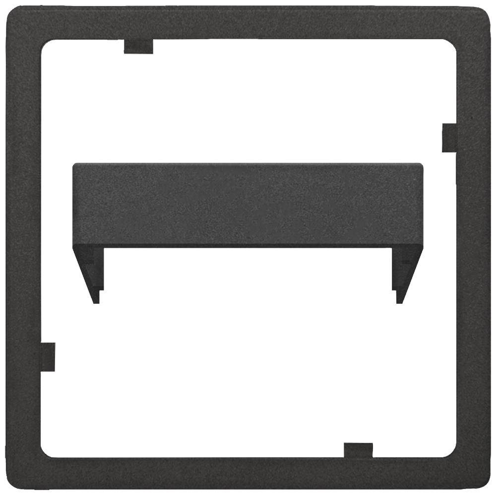 Schwarz-weißes, quadratisches Kunststoffbauteil mit rechteckiger Öffnung in der Mitte, geeignet für Modulmontage in Gebäudetechnik.
