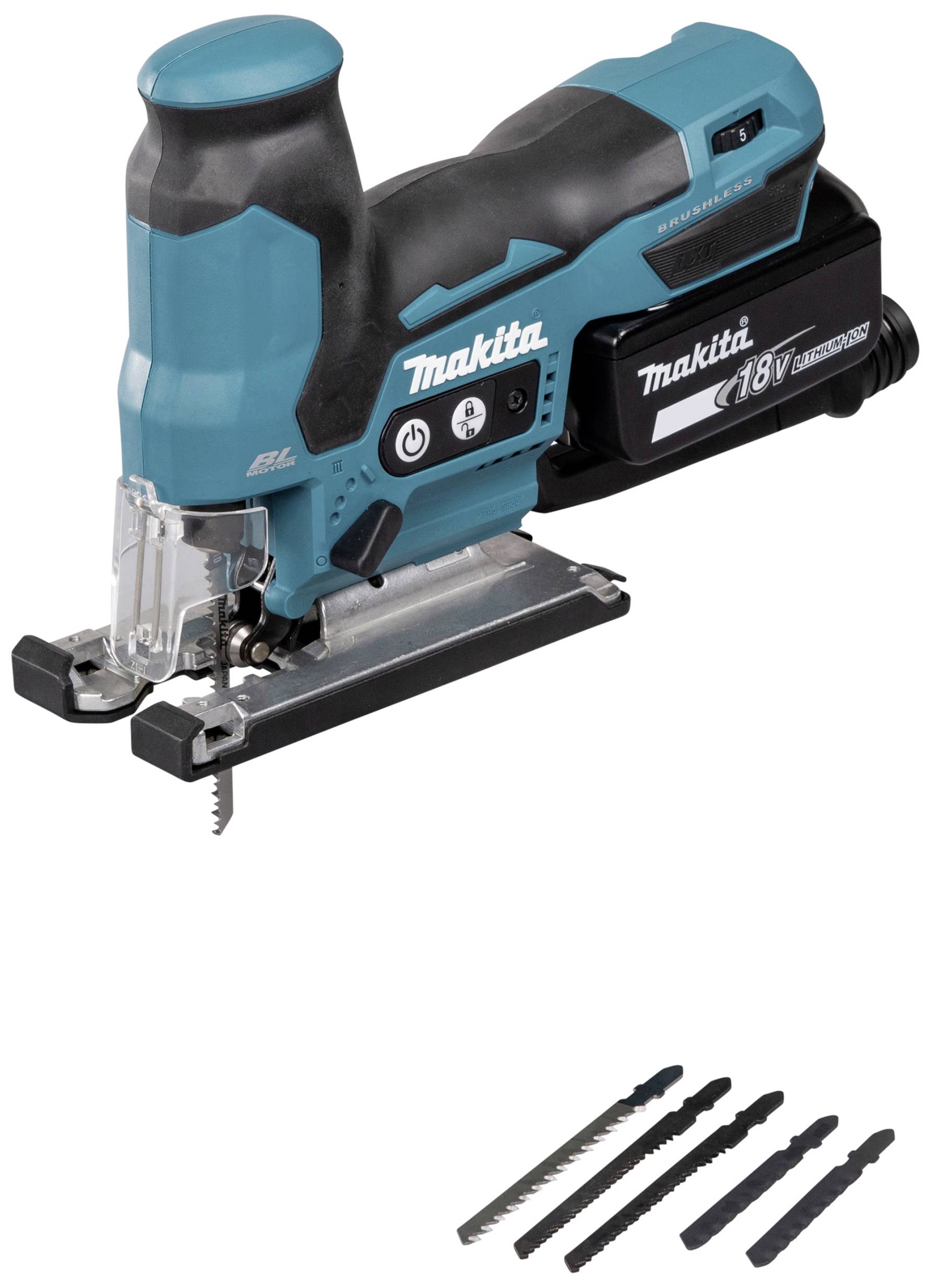 Makita Akku-Pendelhubstichsäge DJV185RF1J inkl. Akku, inkl. Ladegerät, inkl. Koffer 18 V 3.0 Ah Anzahl mitgelieferte Akkus 1