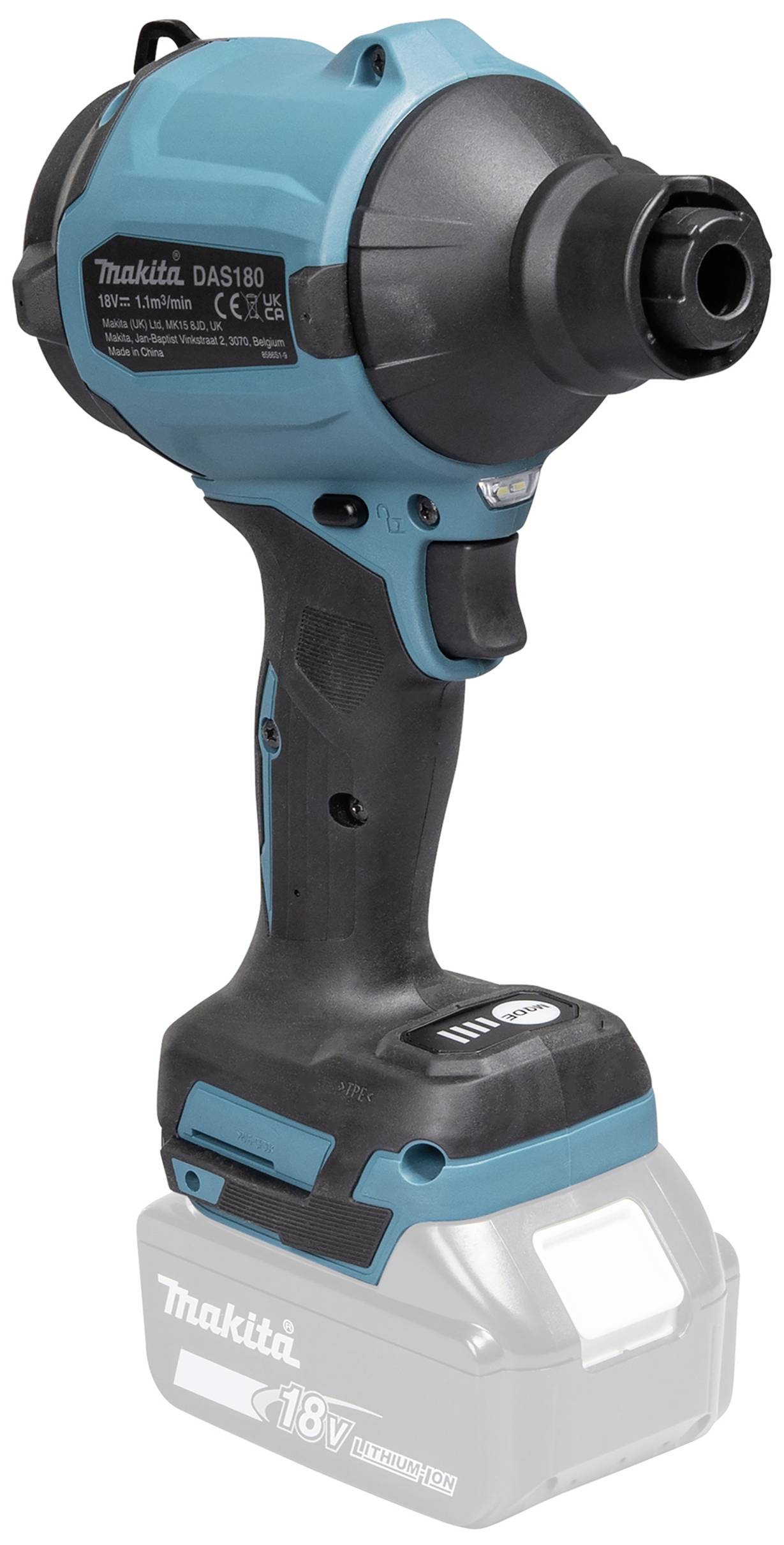 Makita DAS180Z Akku-Gebläse Luftdurchsatz 1.1 m³/min Luftgeschwindigkeit 200 m/s Li-Ion 18V ohne Akku, ohne Ladegerät