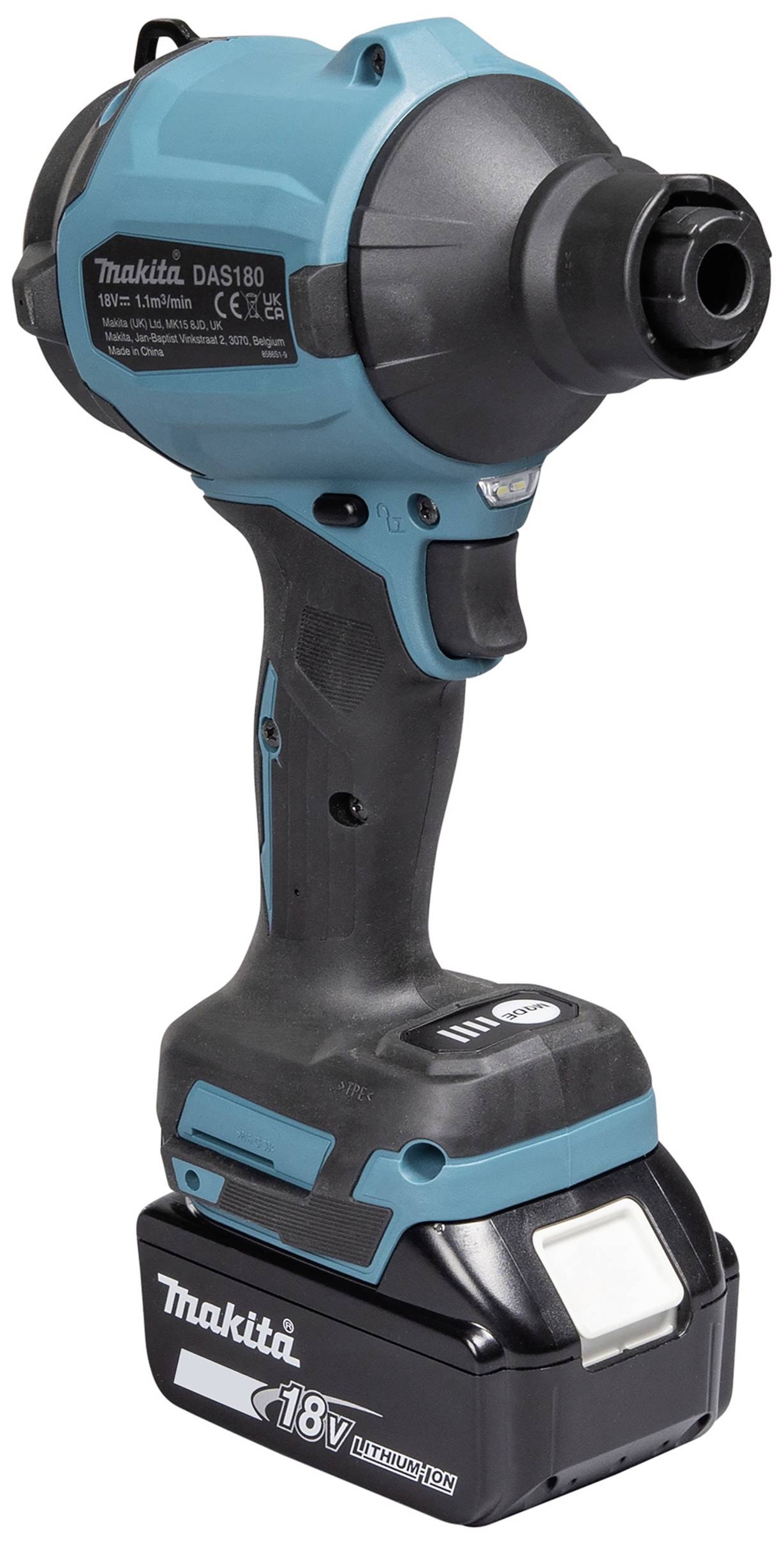 Makita DAS180Z Akku-Gebläse Luftdurchsatz 1.1 m³/min Luftgeschwindigkeit 200 m/s Li-Ion 18V ohne Akku, ohne Ladegerät