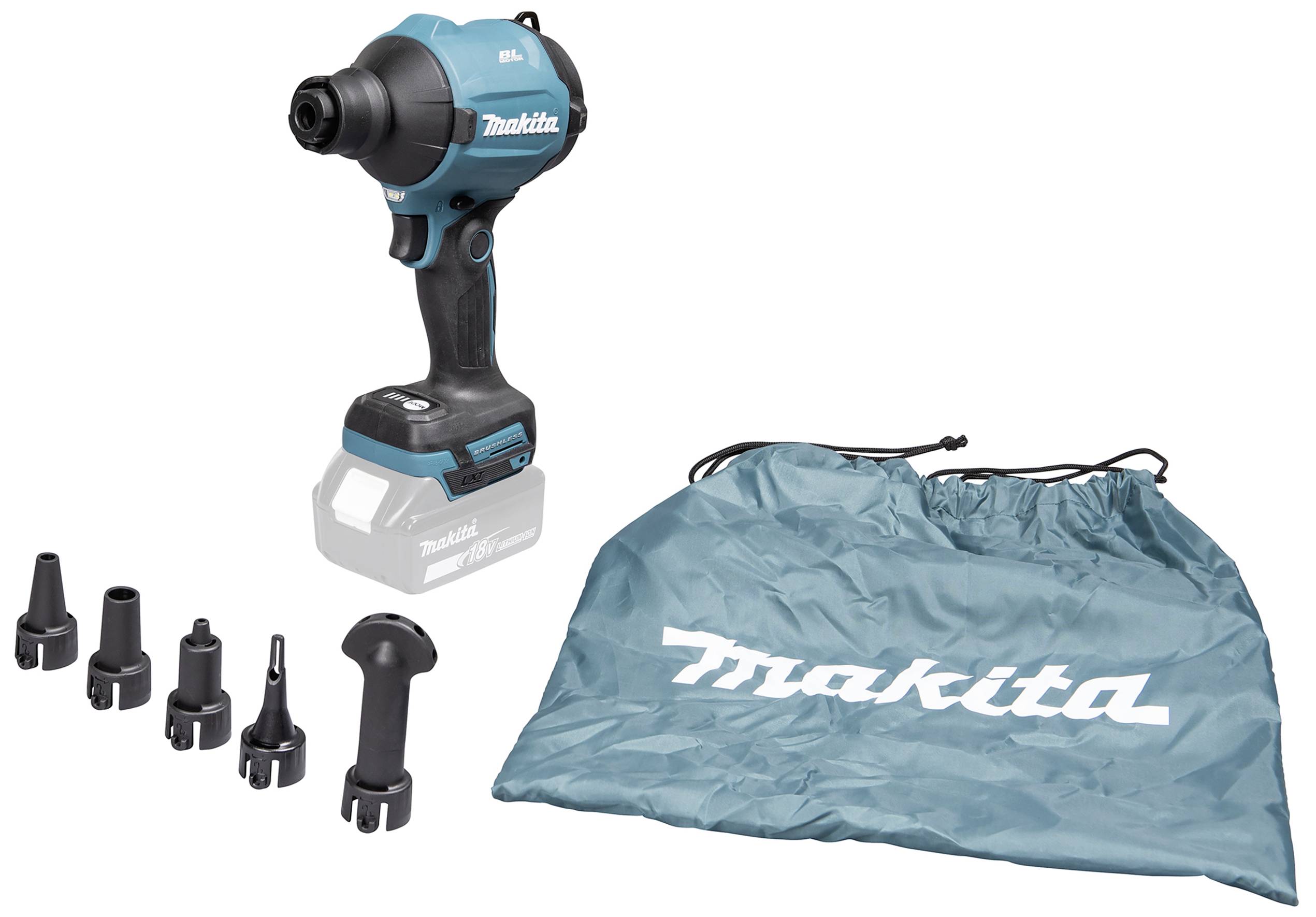 Makita DAS180Z Akku-Gebläse Luftdurchsatz 1.1 m³/min Luftgeschwindigkeit 200 m/s Li-Ion 18V ohne Akku, ohne Ladegerät