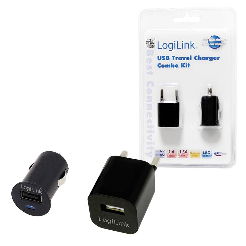 LogiLink PA0076 USB Ladegerät 1x USB-A Schwarz Innenbereich, KFZ