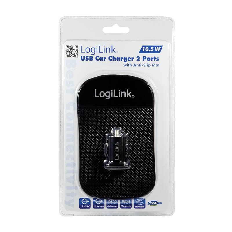 LogiLink PA0118 USB Ladegerät 10.5 W USB-Ladeport Schwarz KFZ
