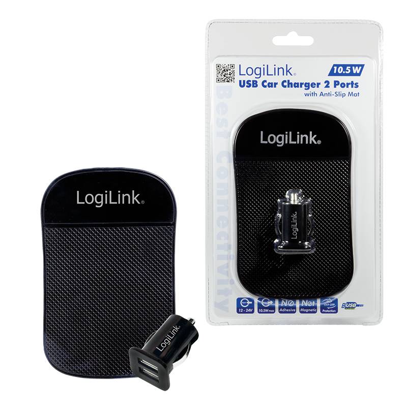 LogiLink PA0118 USB Ladegerät 10.5 W USB-Ladeport Schwarz KFZ