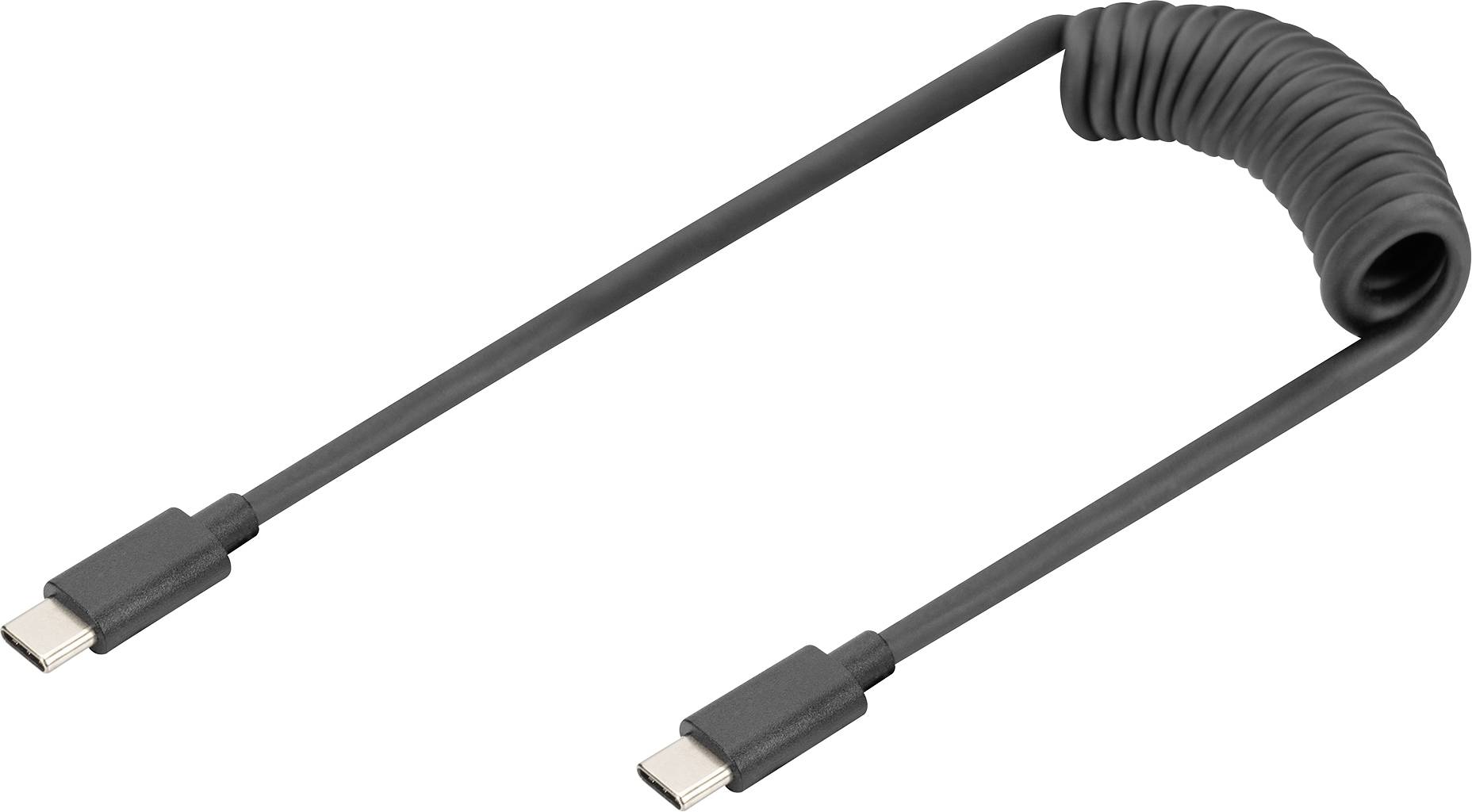 Digitus AK-300431-006-S USB-C® Adapter [1x USB-C® - 1x USB-C®] Schwarz Spiralkabel 1 m