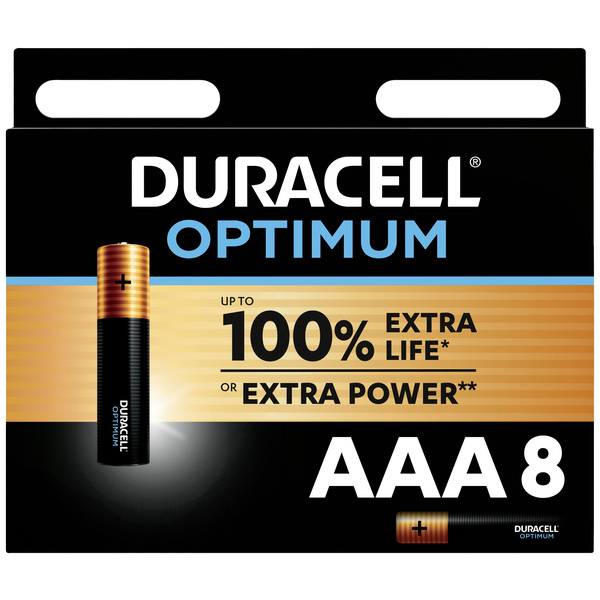 Duracell Optimum Micro (AAA)-Batterie Alkali-Mangan 1.5 V 8 St.
