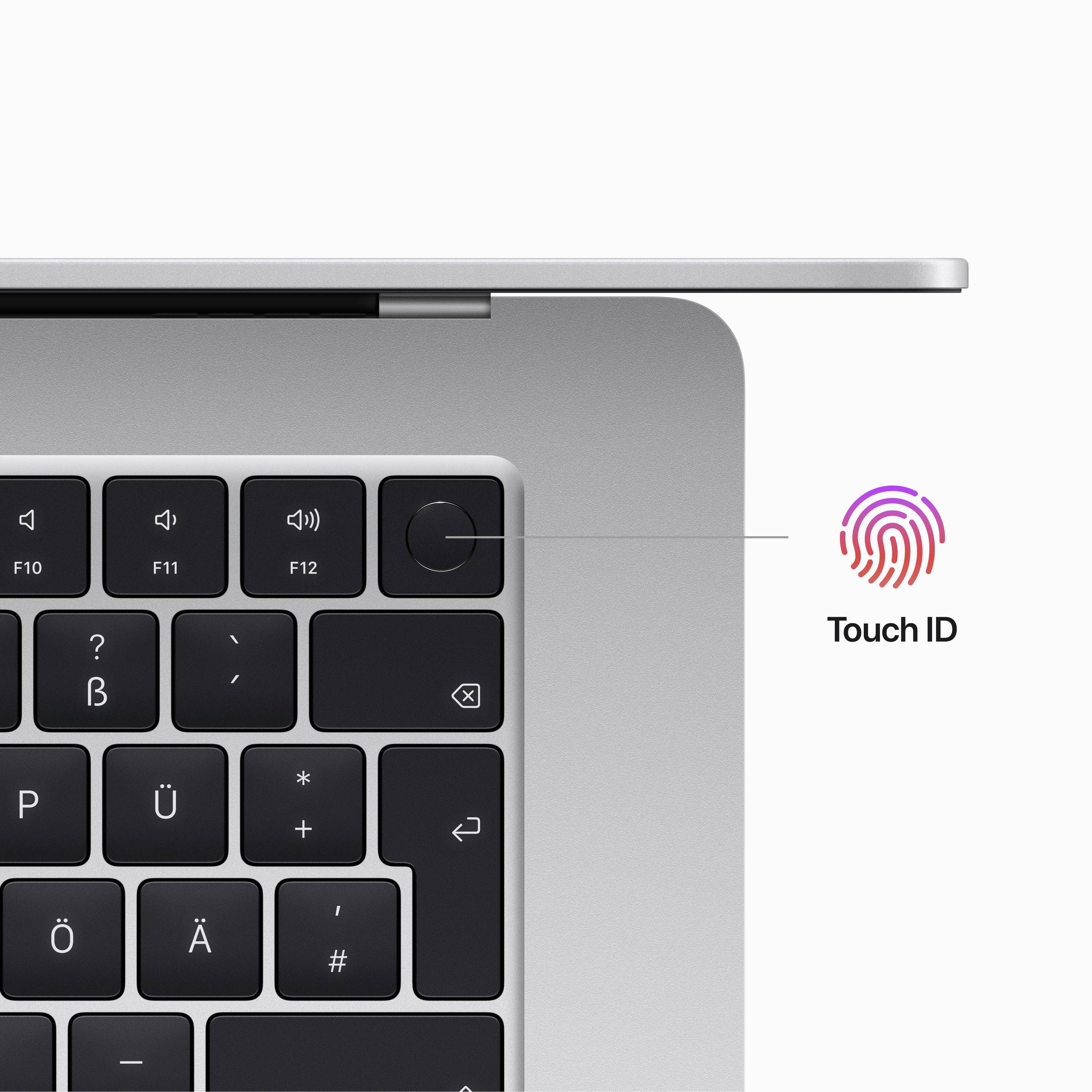 Apple MacBook Air 15 (M2, 2023) 38.9 cm (15.3 Zoll) 8 GB RAM 256 GB SSD 8‑Core CPU 10-Core GPU Silber MQKR3D/A