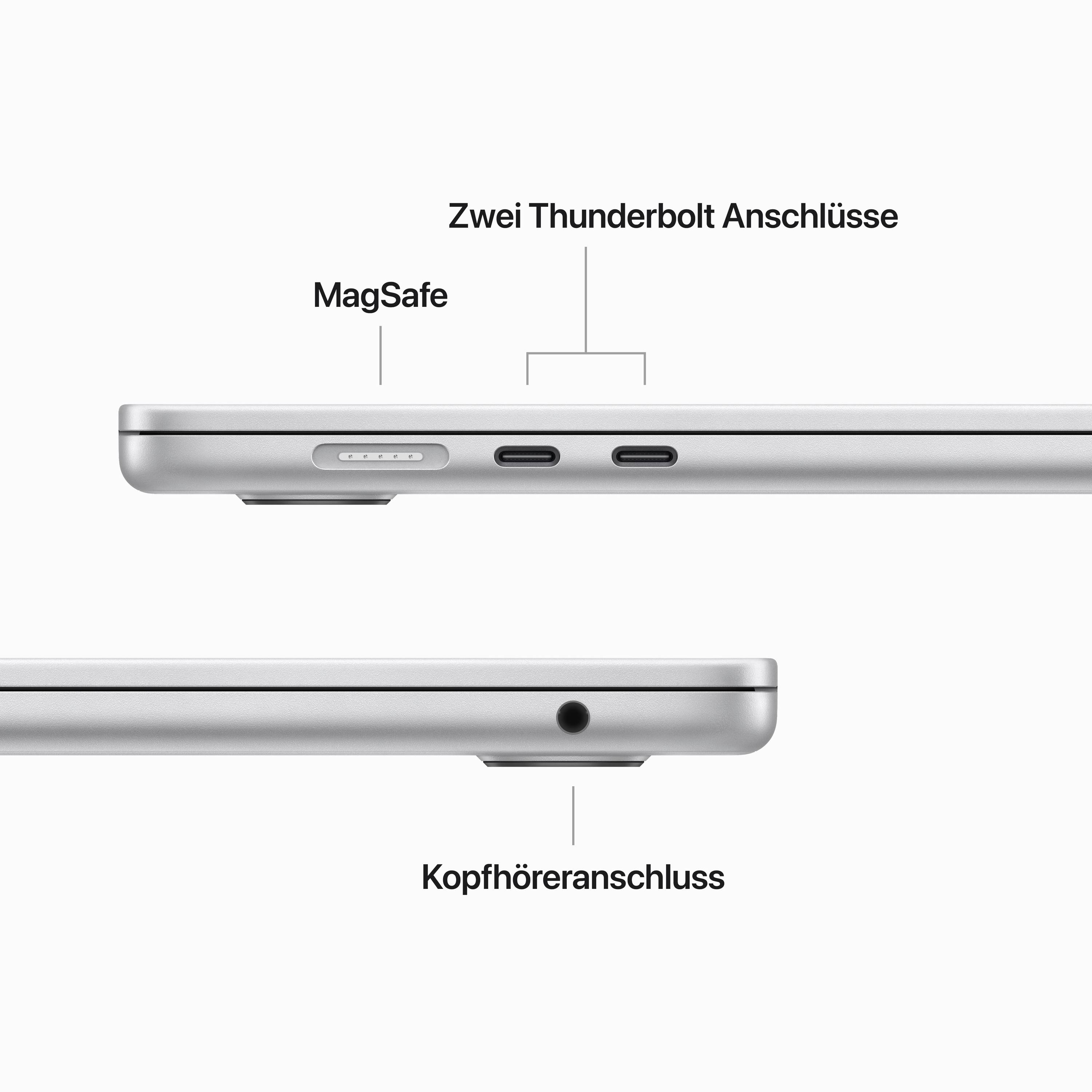 Apple MacBook Air 15 (M2, 2023) 38.9 cm (15.3 Zoll) 8 GB RAM 512 GB SSD 8‑Core CPU 10-Core GPU Silber MQKT3D/A