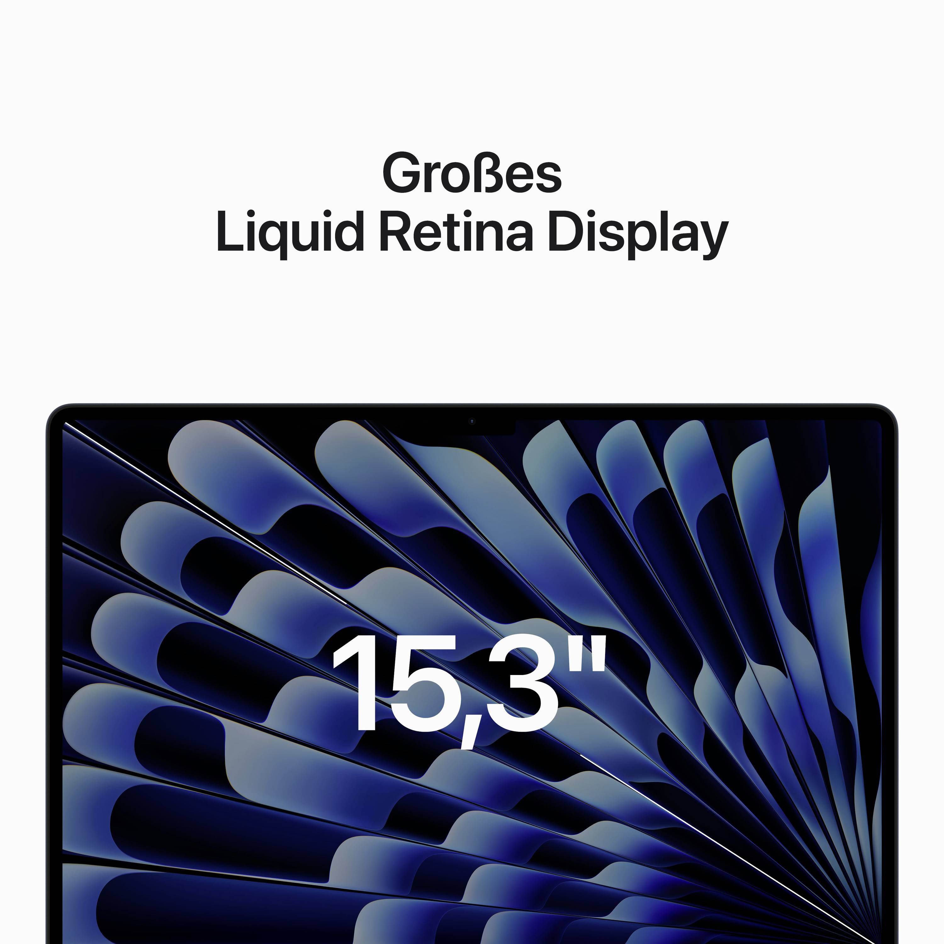 Apple MacBook Air 15 (M2, 2023) 38.9 cm (15.3 Zoll) 8 GB RAM 512 GB SSD 8‑Core CPU 10-Core GPU Mitternacht MQKX3D/A