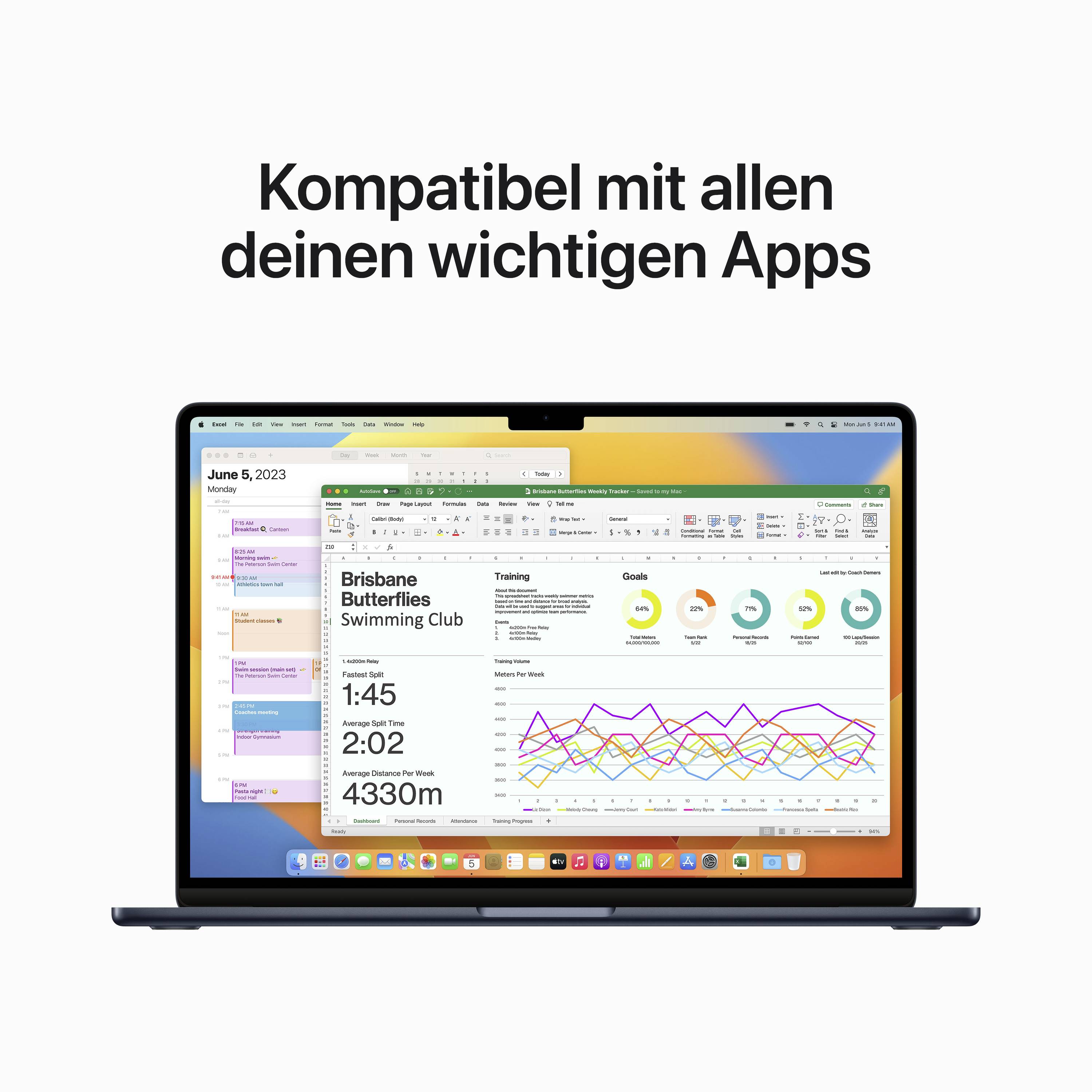Apple MacBook Air 15 (M2, 2023) 38.9 cm (15.3 Zoll) 8 GB RAM 512 GB SSD 8‑Core CPU 10-Core GPU Mitternacht MQKX3D/A