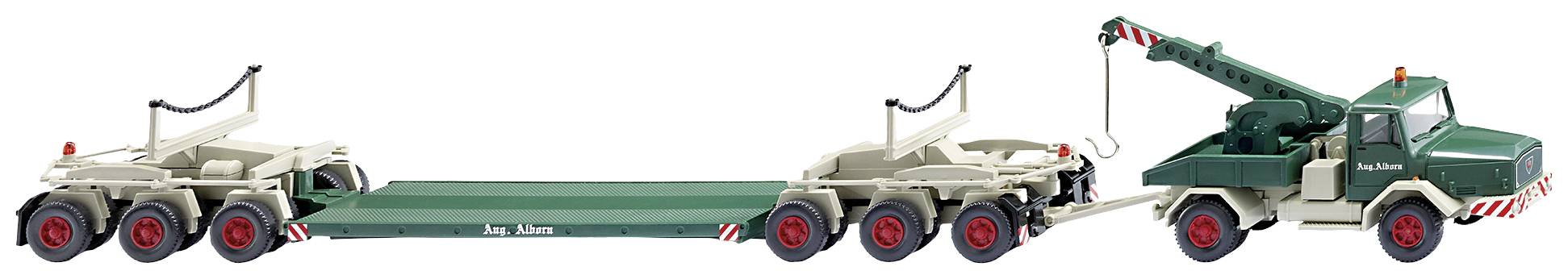 Wiking 049303 H0 LKW Modell Faun Tiefladehängerzug August Alborn