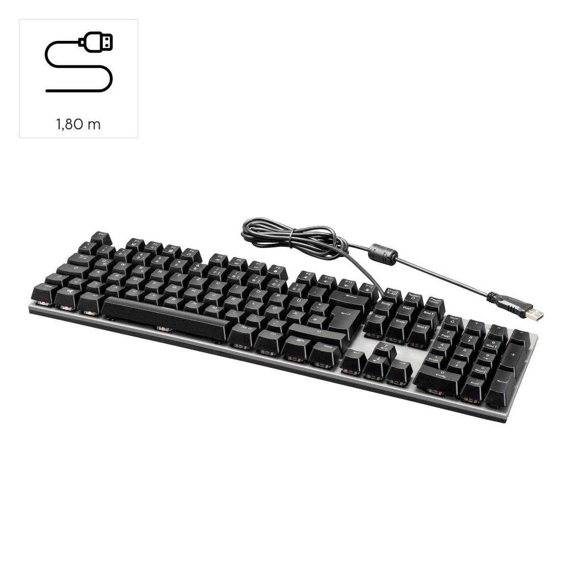 Hama MKC-650 USB Tastatur Deutsch, QWERTZ Schwarz Multimediatasten